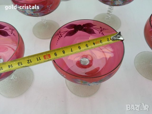 Стъклени чаши рисувани Бохемия , снимка 4 - Антикварни и старинни предмети - 33551374