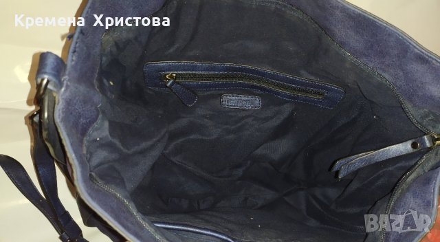 Голяма дамска чанта в тъмносин цвят Tendenz , снимка 3 - Чанти - 44066452