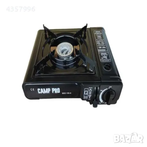 Комплект газов котлон с бутилка, Пиезо запалване, 2 накрайника за газ, С куфар, Черен , снимка 3 - Газови котлони - 48996346