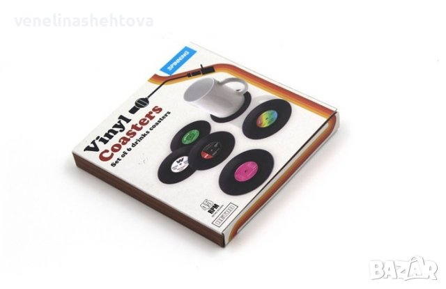 Комплект от 6 броя ретро подложки за чаши "Грамофонни плочи" , снимка 12 - Други - 44124039