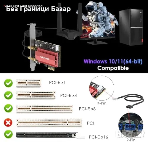 Нова Ултра-бърза WiFi 7 PCIe карта, трибандова BE200 + Bluetooth 5.4, снимка 7 - Друга електроника - 47618589