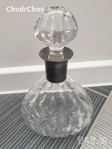 сребро 835/WTB Германия 19ти век/стара немска кристална гарафа 25см/шише с тапа