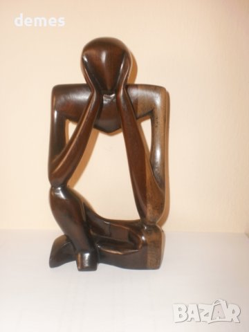 Мислител-стилизирана фигура от абанос-5, снимка 2 - Декорация за дома - 37484557