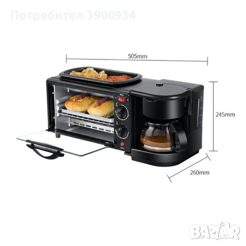 Многофункционална Печка, тостер фурна  и кафемашина – 3в1, снимка 3 - Други - 43370424
