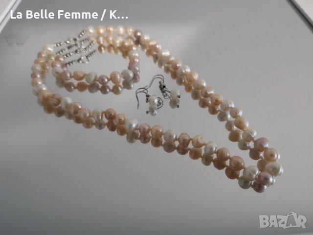 Комплект от перли - колие, гривна и обеци, снимка 6 - Бижутерийни комплекти - 38108058