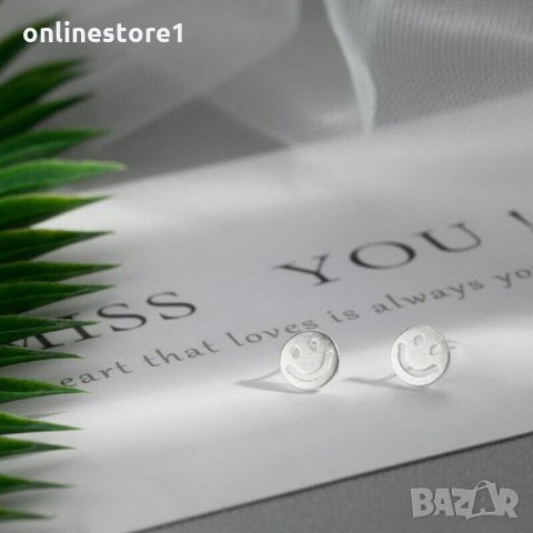 Сребърни Обеци Усмивка - 925 печат сребро BT407, снимка 6 - Обеци - 28148457