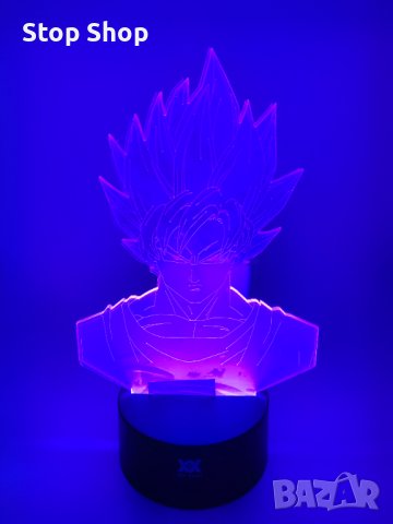 Dragon Ball Super Saiyan God Goku Екшън фигурки 3D настолна лампа 7 променящи цвета нощна лампа , снимка 6 - Настолни лампи - 40412039