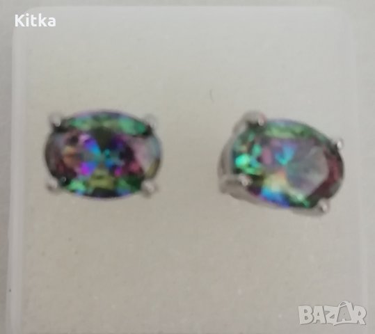 Обеци със сапфир в преливащ цвят, снимка 4 - Обеци - 31568526