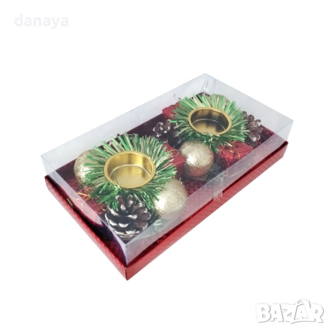 6184 Коледни поставки за чаени свещи, 2 броя свещници, снимка 4 - Декорация за дома - 52027150