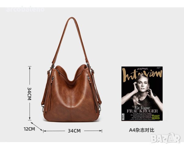 Елегантна дамска кожена чанта-раница 2 в 1, 3цвята - 024, снимка 2 - Чанти - 42008575
