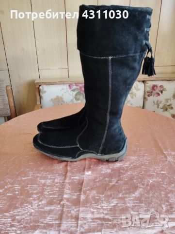 Черни дамски ботуши 42 номер, снимка 2 - Дамски ботуши - 53391412