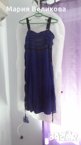 Елегантна синя рокля с подплата, снимка 5 - Рокли - 28661676