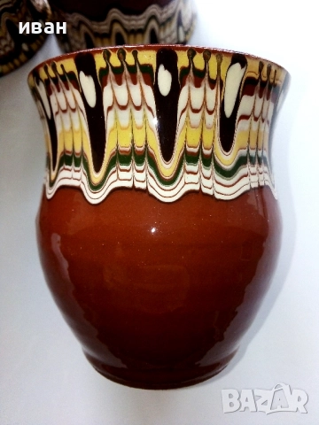 Стари неупотребявани глинени чаши 6бр.комплект, снимка 6 - Антикварни и старинни предмети - 52886475