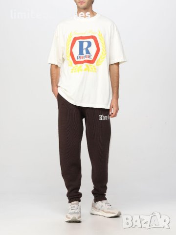 RHUDE Cream Grand Prix Hopps Logo Oversized Мъжка Тениска size S (M) и M (L), снимка 4 - Тениски - 42979314