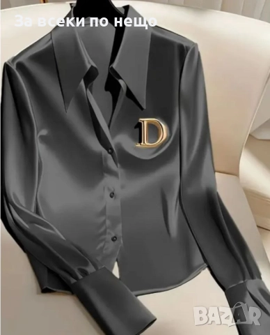 Официална Дамска Риза С Маншети И Емблема Брошка D - 2 Цвята Код S327, снимка 2 - Ризи - 52429109