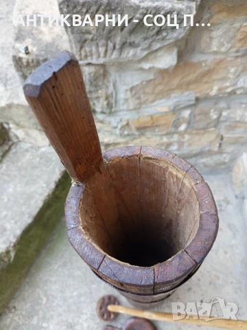 Соц Стара Дървена Буталка Чутура За Разбиване На Масло., снимка 7 - Антикварни и старинни предмети - 50648799