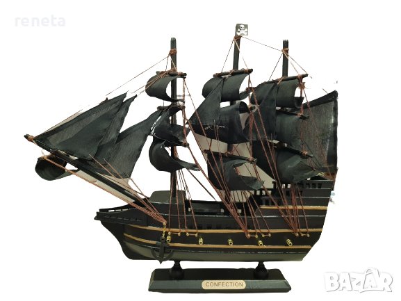 Макет на Кораб, Пиратски, Дървен, 34х41 см, Черен, снимка 1 - Морски сувенири - 37957087