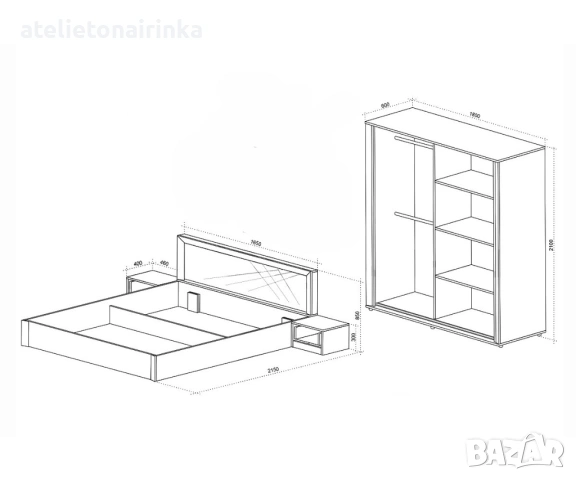 Спален комплект Арте, снимка 2 - Спални и легла - 48577211