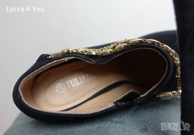 Черни велурени обувки на висок ток и платформа, снимка 10 - Дамски обувки на ток - 38267448