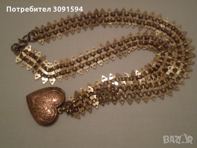рядак  възрожденски накит от дубле с пандетев сърце, снимка 15 - Антикварни и старинни предмети - 35196588
