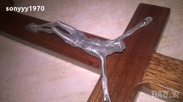 поръчан-Кръст С ХРИСТОС от дърво и метал на поставка-25Х11Х4СМ, снимка 12 - Колекции - 27388261