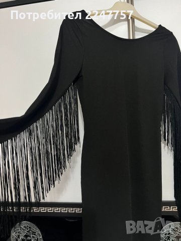 Къса черна рокля с ресни размер XS/S, снимка 1 - Рокли - 44059362