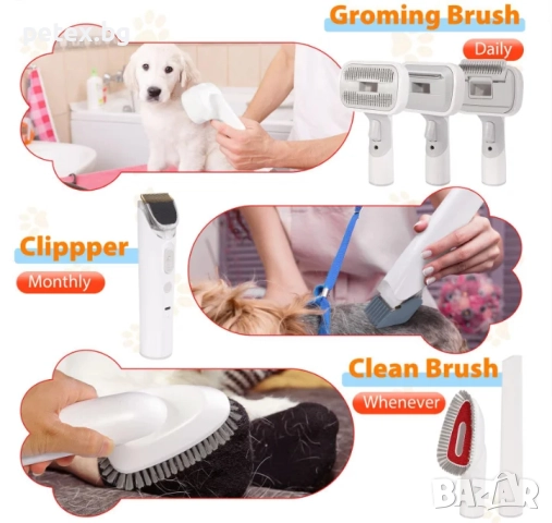 Машинка за подстригване на куче и котка + Груминг комплект с прахосмукачка (Pet Grooming Vacuum), снимка 8 - За кучета - 52698173