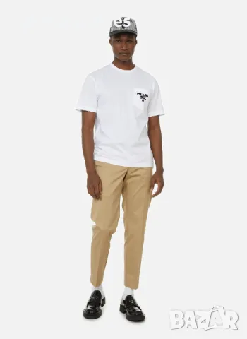 White Chenille Pocket Logo Slim Fit Мъжка Тениска размер XXL (XL), снимка 5 - Тениски - 48845320