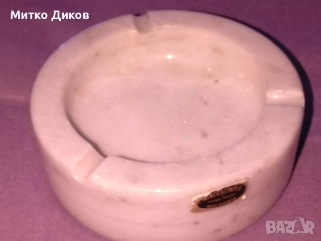 Мраморен пепелник от соца фи 120 мм и Н-39мм -900гр. и свещник- фи 60мм  Н-45мм-400гр Минералимпекс, снимка 7 - Декорация за дома - 52456405