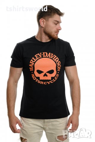 Нова мъжка тениска с дигитален печат HARLEY DAVIDSON, мотори, Череп, снимка 5 - Тениски - 37670231