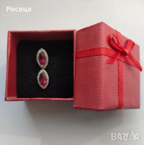 Сребърни обеци с камъни, снимка 3 - Обеци - 37400927