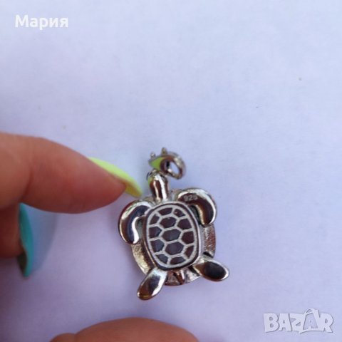 Сребърна висулка костенурка , снимка 2 - Колиета, медальони, синджири - 37684498