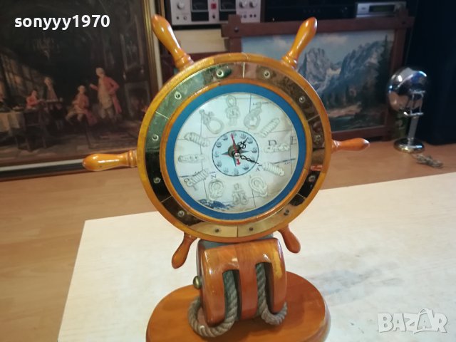 ДЪРВЕН КОРАБЕН РУЛ ЧАСОВНИК-33Х28Х13СМ M1712231013, снимка 2 - Антикварни и старинни предмети - 43446512