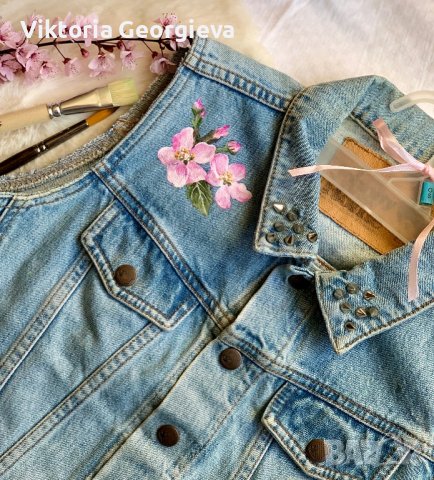 Рисувано дънково елече, снимка 3 - Елеци - 40145041