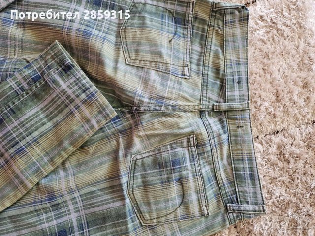 Дамски зелен кариран панталон (прав, тип цигара), снимка 7 - Панталони - 37641272