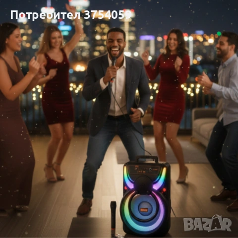 WSJAR E-8809 – Портативна караоке тонколона с микрофон и LED ефекти, снимка 2 - Тонколони - 53099023