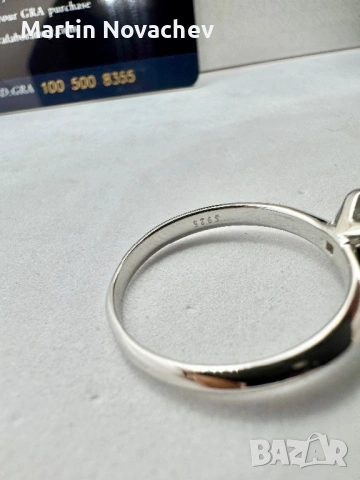 Сребърен пръстен с мойсанит (Диамант) 1 карат, снимка 6 - Пръстени - 53172562