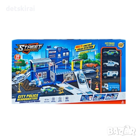 Полицейски паркинг на два етажа, 4 метални коли., снимка 3 - Коли, камиони, мотори, писти - 52563059