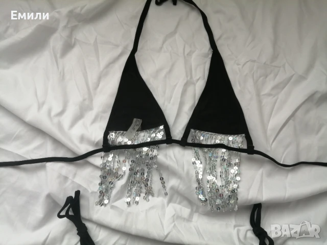 Нов комплект дамски бански от две части с блестящи цветни пайети р-р L и XL, снимка 16 - Бански костюми - 50620613