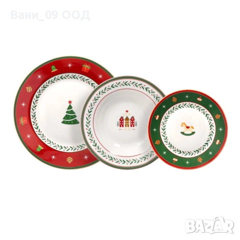 Красив коледен порцеланов сервиз за хранене, снимка 6 - Сервизи - 52686662