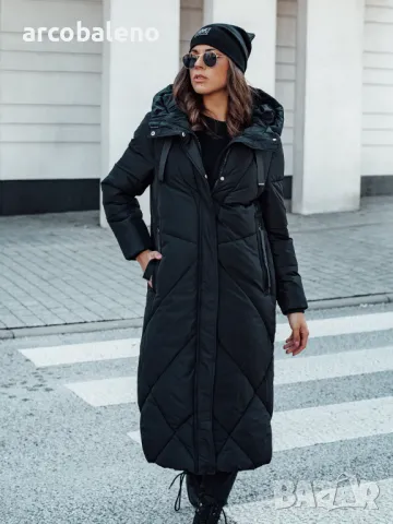 Дамско дълго ватирано зимно яке с качулка, 3цвята , снимка 6 - Якета - 47488101