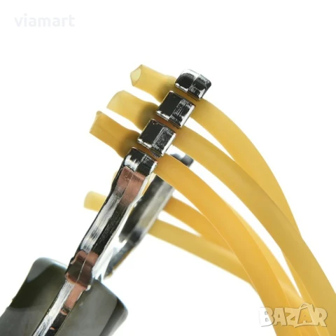 Ловна камуфлажна прашка SYQT с метална конструкция, комплект с 50 топчета, 3 ластика и 10 мишени, снимка 7 - Въздушно оръжие - 50526952