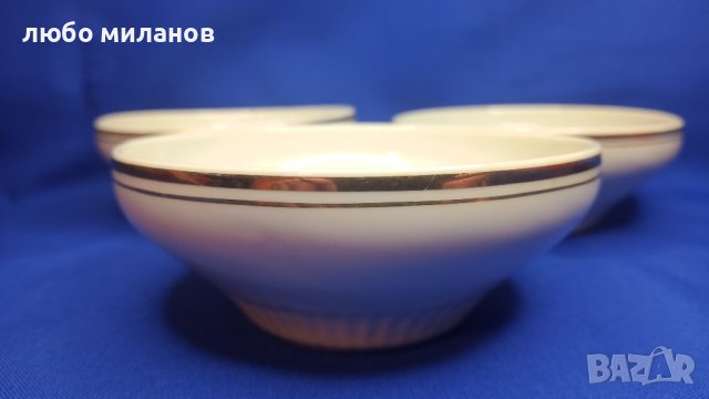Порцеланови купички за десерт, компот, златен кант, 3 бр, снимка 5 - Чинии - 43426148