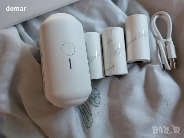 Tattmuse мини термичен принтер Q02E, Bluetooth, с 3 ролки термо хартия, бял, снимка 10 - Принтери, копири, скенери - 49689233