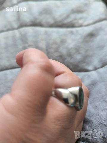 Сребърен пръстен с шарен камък, снимка 3 - Пръстени - 52935839