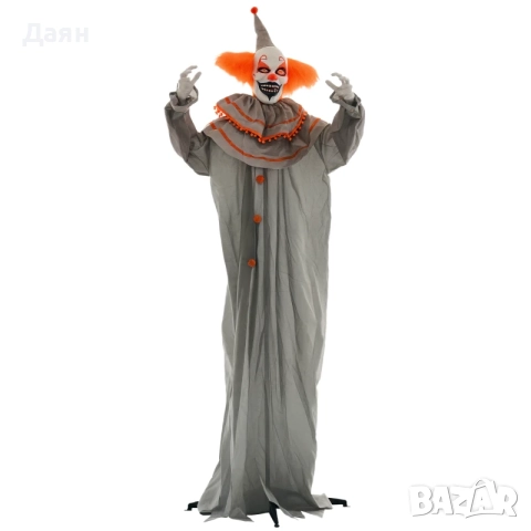 Реалистичен клоун в реални размери издаващ звуци, Хелоуинска украса, 183см, снимка 3 - Декорация за дома - 52661036