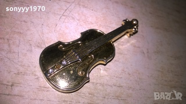 златна цигулка за ревера-внос франция-4.5х2см, снимка 4 - Антикварни и старинни предмети - 26734943