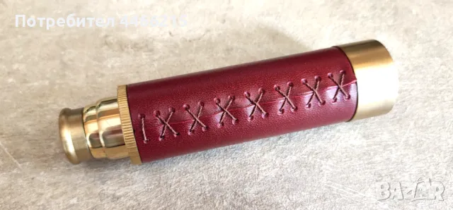 Бронзов портативен телескоп Brouk & Co, обшит с кожа, снимка 2 - Антикварни и старинни предмети - 50231871