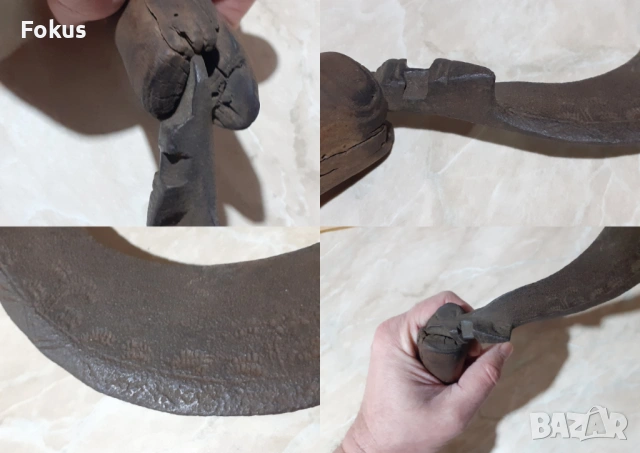 Невероятен стар възрожденски кован сърп с гравюри примитив, снимка 7 - Антикварни и старинни предмети - 53291619