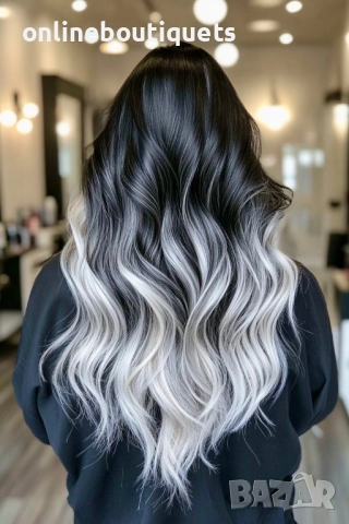 Сиво омбре с клипси, снимка 3 - Аксесоари за коса - 29208989
